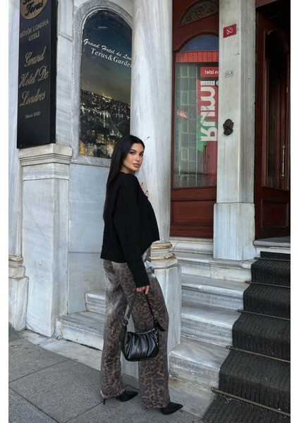 Leopar Saten Pantolon Leopar Desen modelleri