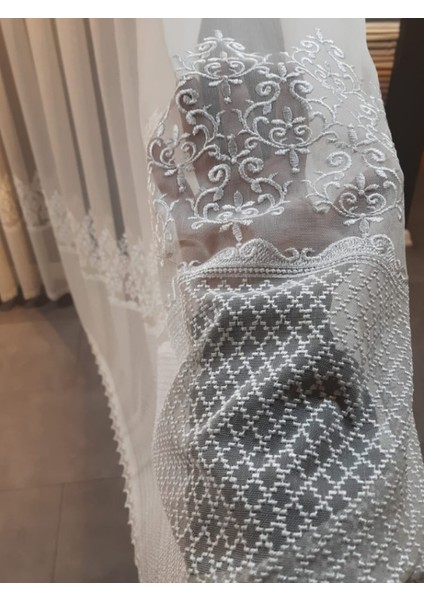 Ağır Etek Işlemeli Ince Keten Dokulu 1-3 Sık Pile Salon Tül Perde, Oda Tül Perde, Son Moda Tül Perde