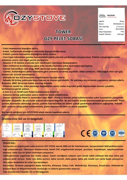 Ozystove Tower Pelet Sobası