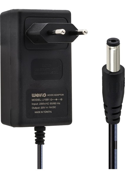 20 Volt - 1 Amper 5.5*2.5 Uçlu Yerli Üretim Priz Tipi Adaptör (81)