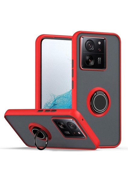 Xiaomi Mi 13T 13T Pro Kılıf Montreal Yüzüklü Mıknatıslı Kamera Korumalı Silikon Kırmızı