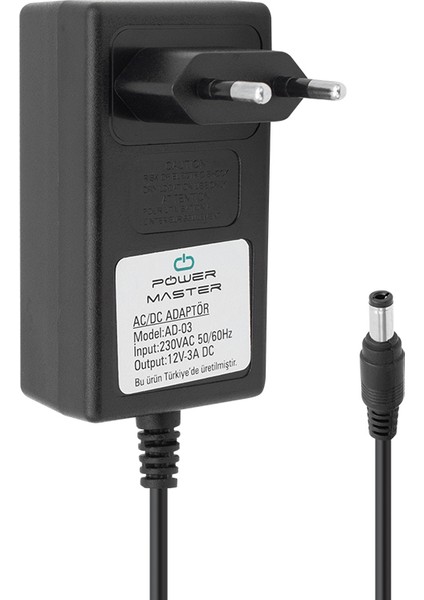 12 Volt - 3 Amper Plastik Kasa Priz Tipi Adaptör 5.5*2.5 Uç (81)