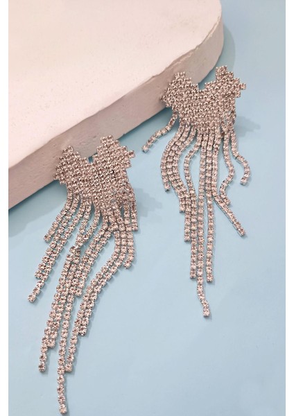 Taşlı Lagün Sallantılı Kalp Küpe indirimleri