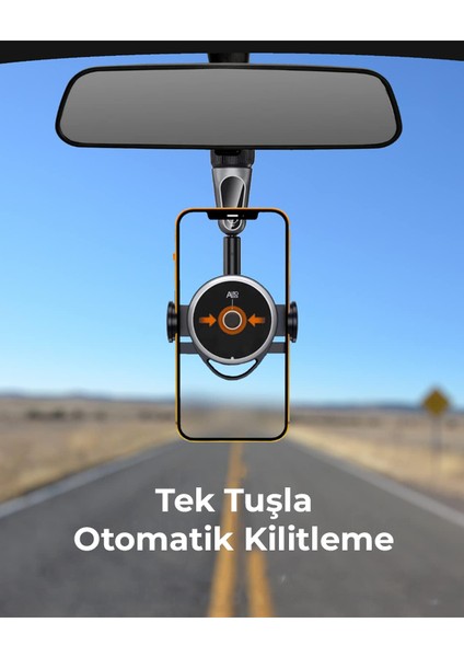 Iç Ayna Uyumlu Tek Tuş Otomatik Kitleme Araç Içi Telefon Tutucu Tüm Telefonlarla ve Araçlara Uyumlu