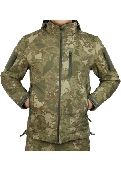 Unisex Yeşil Yeni Kamuflaj Tactical Soft-Şell Mont