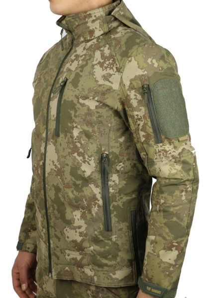 Unisex Yeşil Yeni Kamuflaj Tactical Soft-Şell Mont