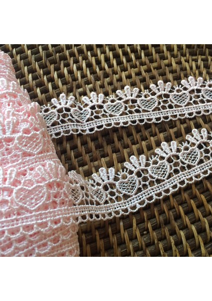 Aksesuar Kalp Desenli Dantel Kenar Güpür/dantel Süsleme Malzemesi/dantel Şerit En 3 cm 10 Metre