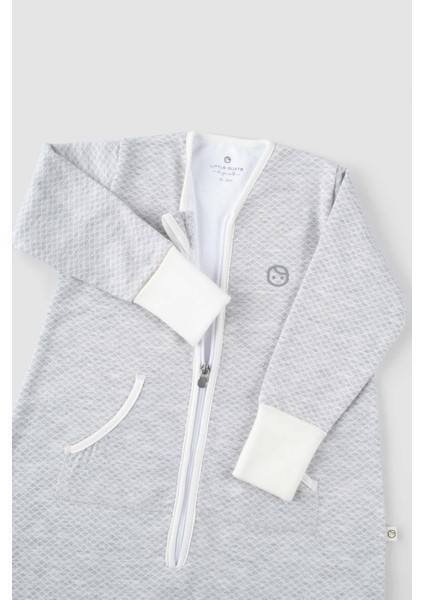 Organik Pamuklu Kendinden Patikli ve Eldivenli Kapitone Uyku Tulumu Gri modelleri