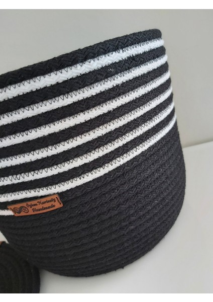 Kapaklı Sepet Takımı Pamuk Hasır Sepet Takımı Organizer Düzenleyici Hediyelik 25X20CM-20X15CM