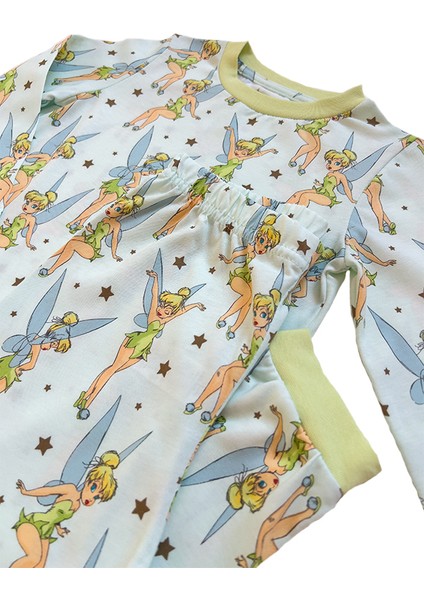 Tinker Bell Desenli Uzun Kollu Kız Çocuk Pijama Takımı