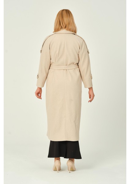 Karen Kadın Spor Kışlık Astarlı Örme Kaşe Manto