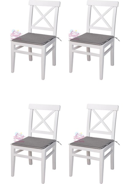 4 Adet Ahşap Arin Sandalye Beyaz Sökülebilir Oturum