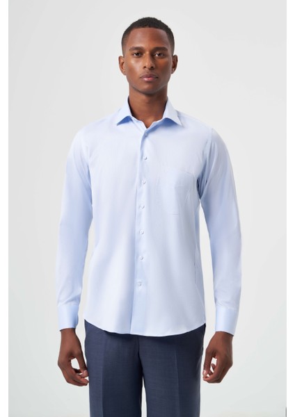 Regular Fit Açık Mavi Klasik Erkek Gömlek GM23K232003_D33