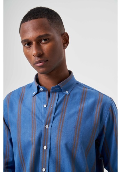 Regular Fit Paşa Yaka Kol İçi Apoletli Açık Mavi Erkek Gömlek GM23K232022_D33 fırsatları