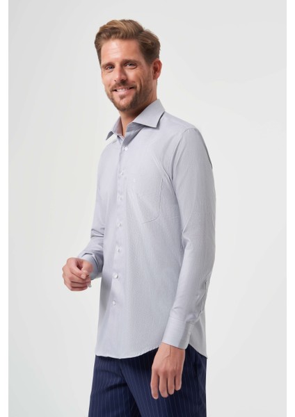 Regular Fit Klasik Gri Basic Erkek Gömlek GM23K232052_D55
