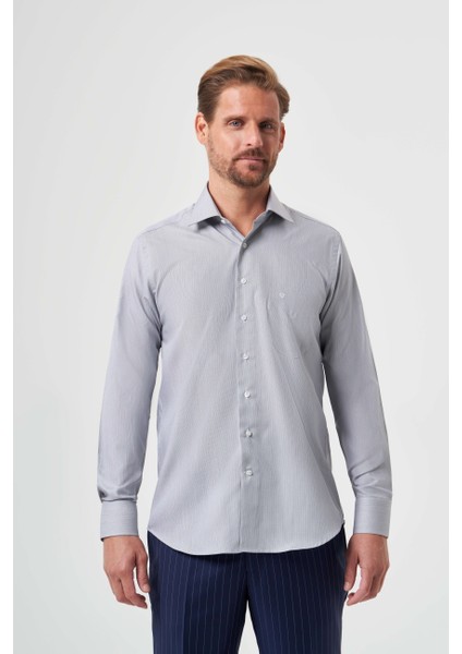 Regular Fit Klasik Gri Basic Erkek Gömlek GM23K232052_D55 fırsatları