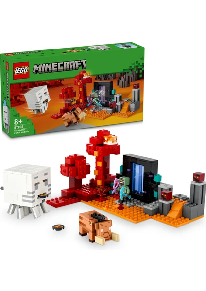 LEGO® Minecraft® Nether Geçidi Pususu 21255 - 8 Yaş ve Üzeri Macera Oyunları Seven Çocuklar İçin Yaratıcı Oyuncak Yapım Seti (352 Parça)