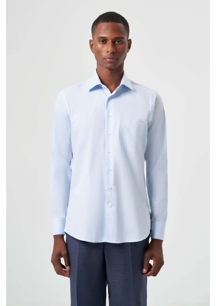 Regular Fit Açık Mavi Klasik Erkek Gömlek GM23K232033_D33