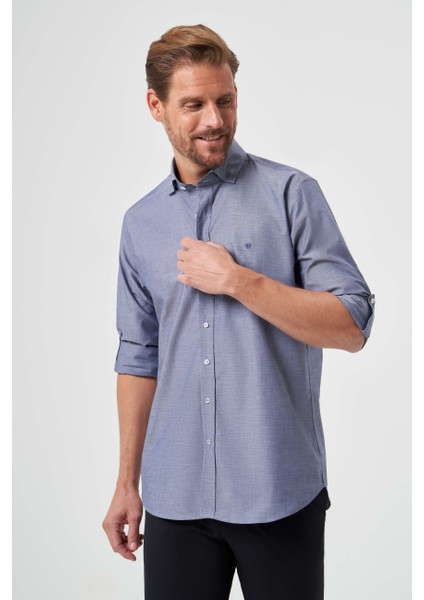 Regular Fit Kol İçi Apoletli Gri Spor Erkek Gömlek GM23K232028_D55