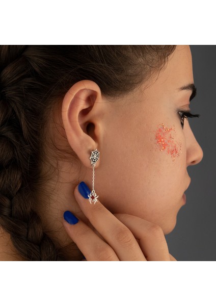 925 Ayar Gümüş Kırmızı Mineli Sallantılı Örümcek Küpe fiyatları