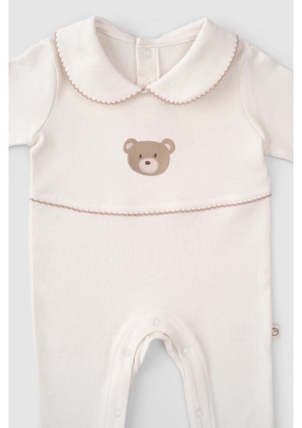 Organik Pamuk Bebe Yakalı Tulum Playtime Ayıcık Nakışlı