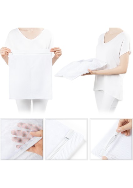 Beyaz Fermuarlı Ayakkabı Çamaşır Yıkama Filesi Torbası 35x40 cm fırsatları