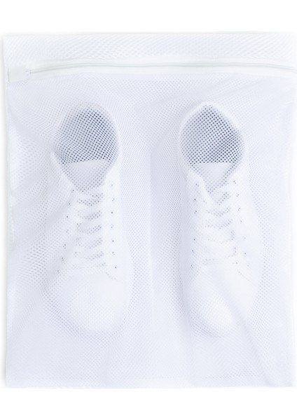 Beyaz Fermuarlı Ayakkabı Çamaşır Yıkama Filesi Torbası 35x40 cm indirimleri