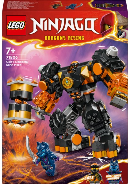 ® NINJAGO® Cole'un Toprak Elementi Robotu 71806 - 7 Yaş ve Üzeri Çocuklar için Aksiyon Figürü İçeren Yaratıcı Oyuncak Yapım seti (235 Parça)