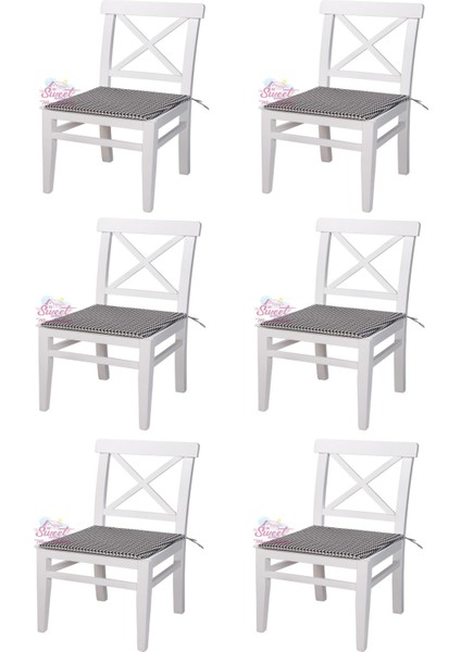 6 Adet Ahşap Arin Sandalye Beyaz Sökülebilir Oturum