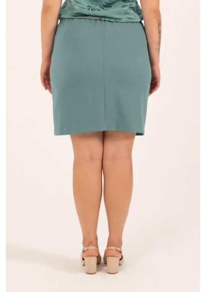 Arka Beli Lastikli Yırtmaçlı Mini Etek indirimleri