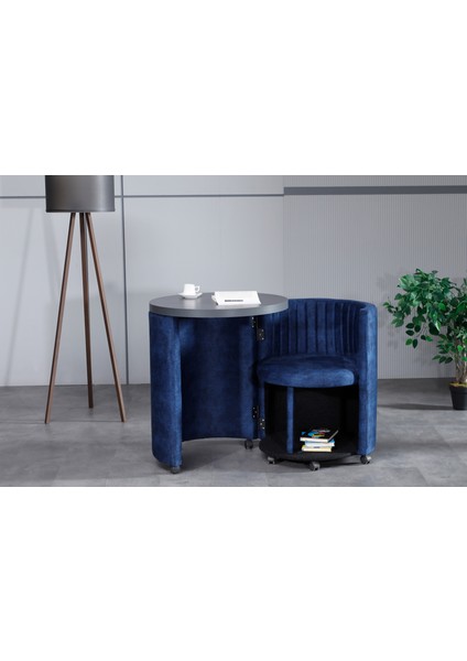 Marvel Tezgahlı Depolama Alanlı Tekerlekli Kumaş Puf - Bench