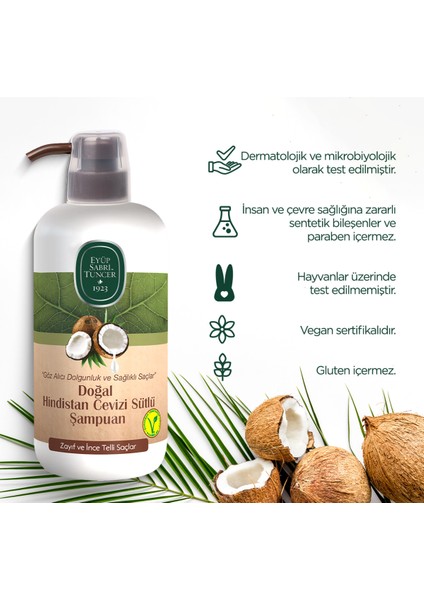 Doğal Hindistan Cevizi Sütlü Şampuan 600 ml x 2 Adet fırsatları