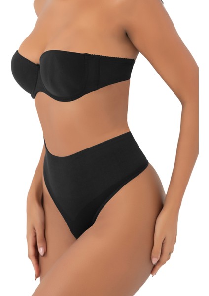 Kadın Siyah Renk Normal Bel String Korse Dikişsiz Fit Toparlayıcı Popo Külot Women fırsatları