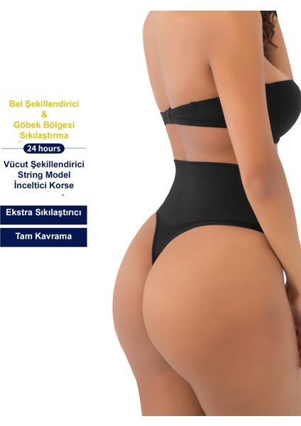 Kadın Siyah Renk Normal Bel String Korse Dikişsiz Fit Toparlayıcı Popo Külot Women modelleri