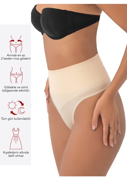 Kadın Siyah Renk Normal Bel String Korse Dikişsiz Fit Toparlayıcı Popo Külot Women fiyatları