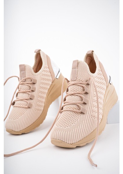 Tyra Kadın Yüksek Taban Bağcıklı Triko Sneaker Spor Ayakkabı