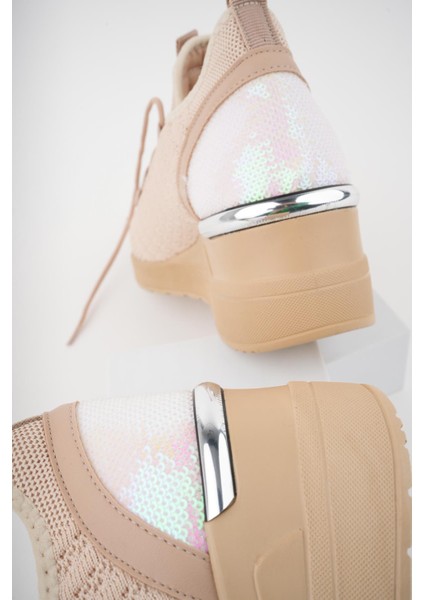 Tyra Kadın Yüksek Taban Bağcıklı Triko Sneaker Spor Ayakkabı
