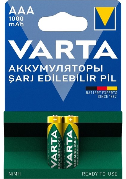 Varta Nı-Mh 1.2V 1000 Mah HR03 Aaa Şarjlı 2li Ince Kalem Pil (81)