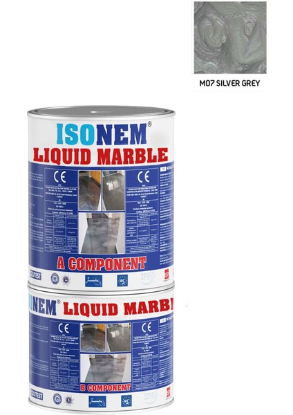Isonem Liquid Marble Sıvı Mermer 1 kg M07 Sılver Grey