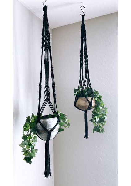 2'li Set Makrome Askı Saksılık, Çiçeklik