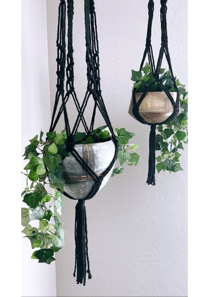2'li Set Makrome Askı Saksılık, Çiçeklik