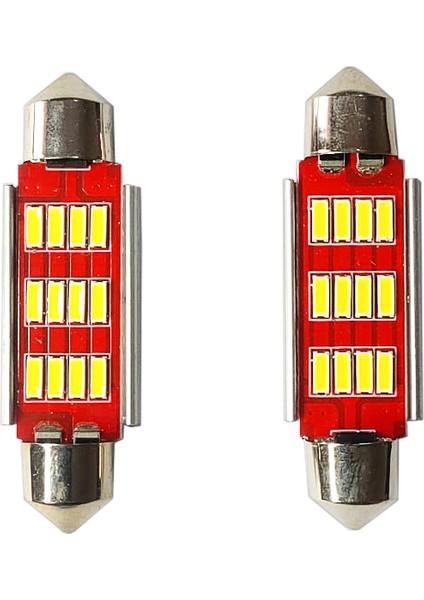 Sofit LED 12V 41MM 12 Ledli Beyaz Ampül 2li Takım