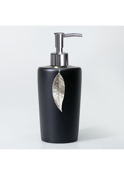 Leaf Sıvı Sabunluk Siyah Gümüş