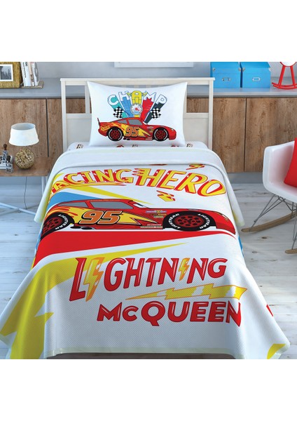 Lisanslı Dısney Cars Kachow Pamuklu Tek Kişilik Pike Takımı