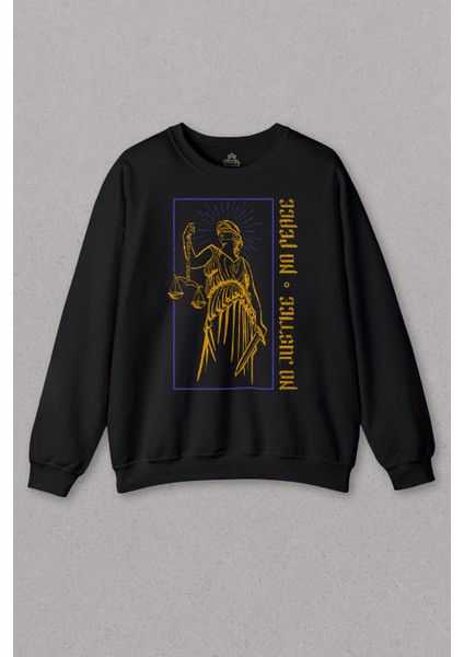 Unisex Sweatshirt No Justice No Peace Adalet Barış Urban Street Culture Urban Wear Baskılı Sweat