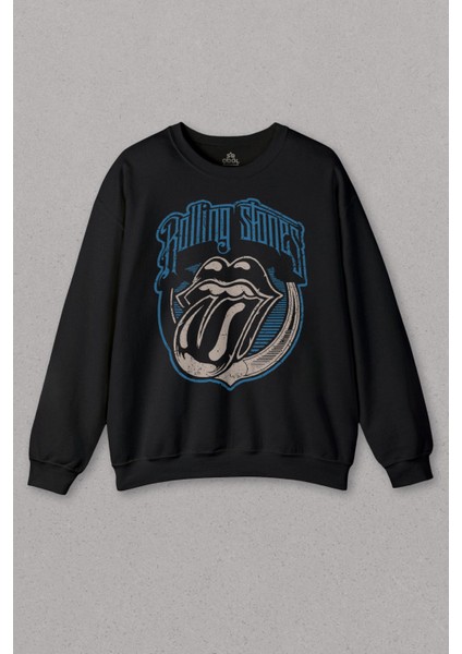 Unisex Sweatshirt Rolling Stones Rock Retro 70S 80S Music Baskılı Sweat
