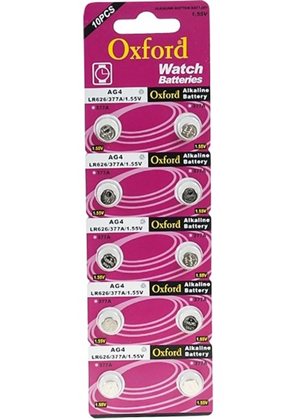 Oxford AG4-377 LR626 Alkalin Saat Pili 10LU Paket (81)