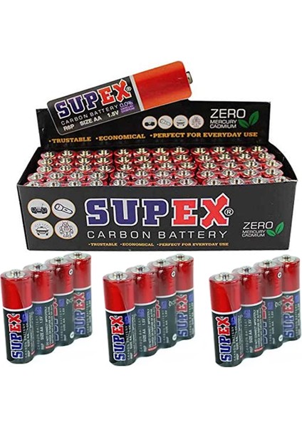 Supex R6 1.5V Çinko Karbon Aa Kalem Pil 60LI Paket (81)