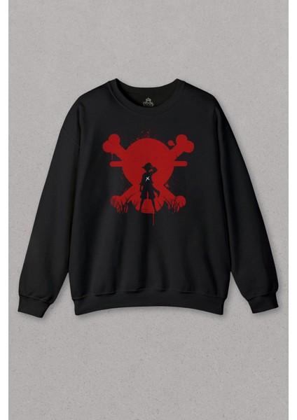 Unisex Sweatshirt One Piece Anime Dizi Japanese Urban Wear Street Culture Baskılı Sweat