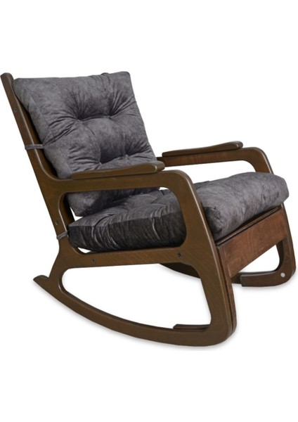 Kontes Ceviz Antrasit Dolgu Minderli Sallanan Sandalye Dinlenme Koltuğu